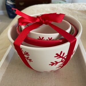 Trio of Nantucket Home Winter theme snack bowls, Hand Painted
